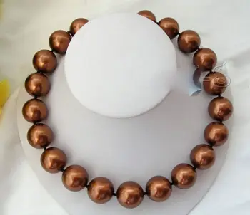 

Hot sale new Style >>>>>Rare Huge 18mm Genuine Chocolate Round South Sea Shell Pearl Necklace 18'' AAA