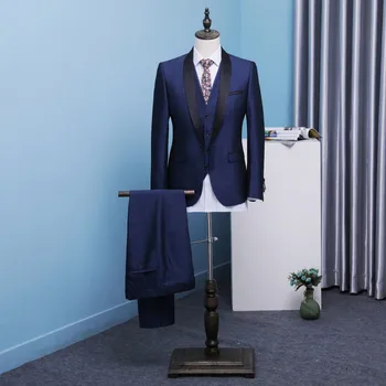 

Hot Selling Slim Fit Wedding Day For Men Groomsmen Suits Formal Occasion Custom Made Single Breasted 3 Pieces Suits Prom Party