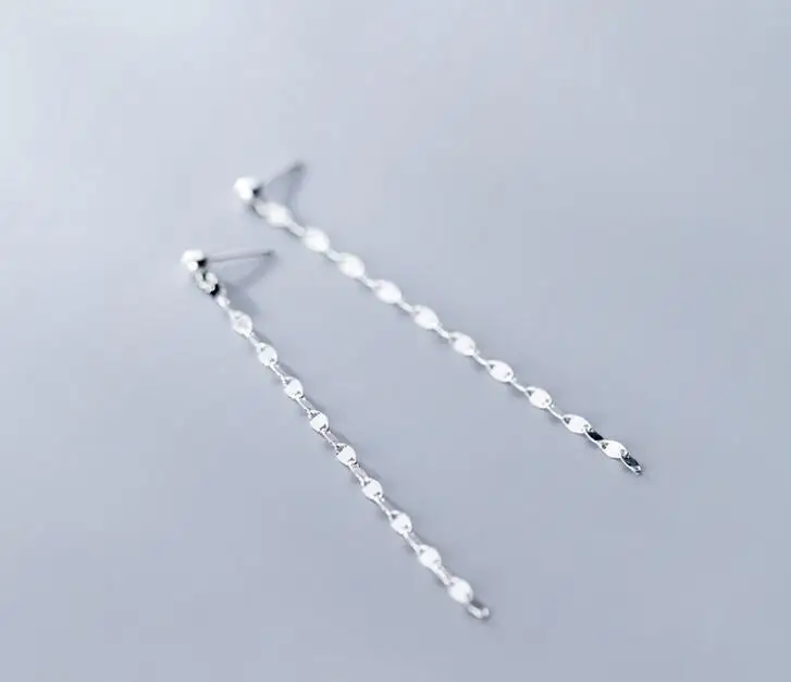 

1pair Real. 925 Sterling Silver jewelry Geometric CHAIN dangle Earrings jewelry GTLE2647