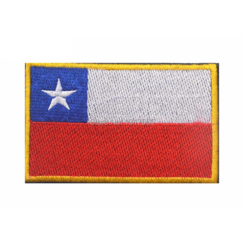 

Chilean National Flag Embroidery Patch Embroidered Patches Military Tactical Armband Fabric Sticker Sewing Applique For Cap Bag