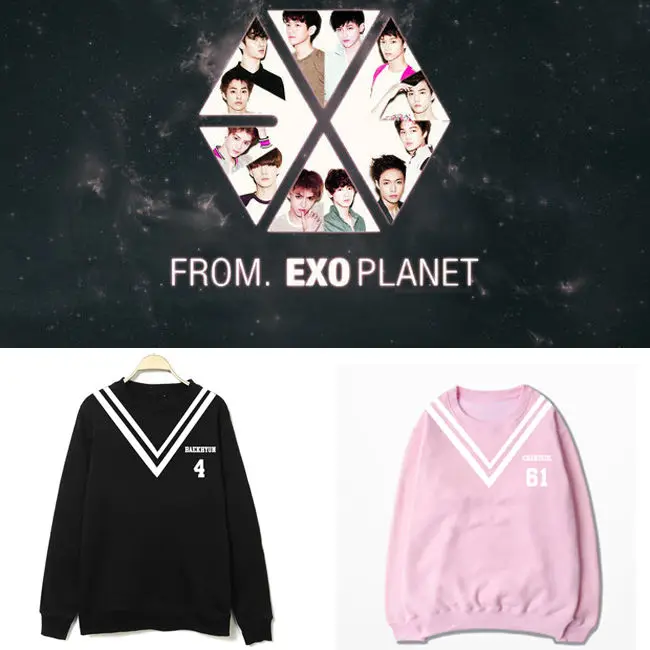 

2017 new KPOP Baekhyun Chanyeol EXO Suter Unisex Con Capucha Sweatershirt Pullover Kai Chen
