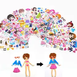 Мультфильм платье наклейки 3D наклейки модный бренд дети девочки мальчики ПВХ наклейки объемные наклейки игрушка