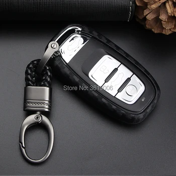 

LUCKEASY Silicone Car Remote Key Case Cover Carbon Fiber Pattern For Audi A4L A6L A8 Q5 Q8 A5 A7 S5 S7 S6 A1 A3 A5 Car Styling