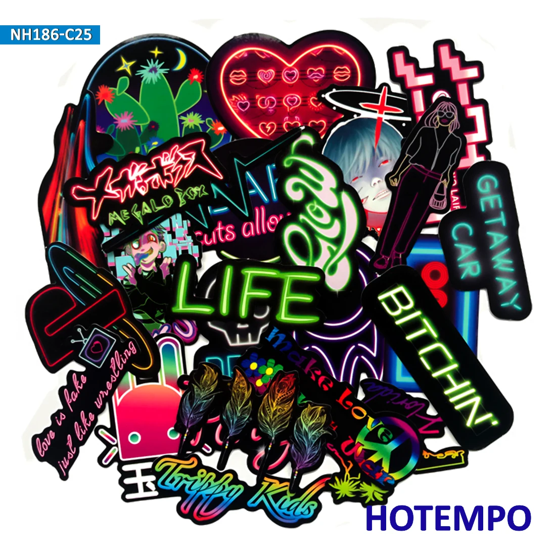 25pcs Retro Led Style Vintage Neon Stickers for Mobile Phone Laptop Luggage Guitar Case Skateboard Fixed Gear Bike Car Stickers 25pcs Retro Led Style Vintage Neon Stickers for Mobile Phone Laptop Luggage Guitar Case Skateboard Fixed Gear Bike Car Stickers