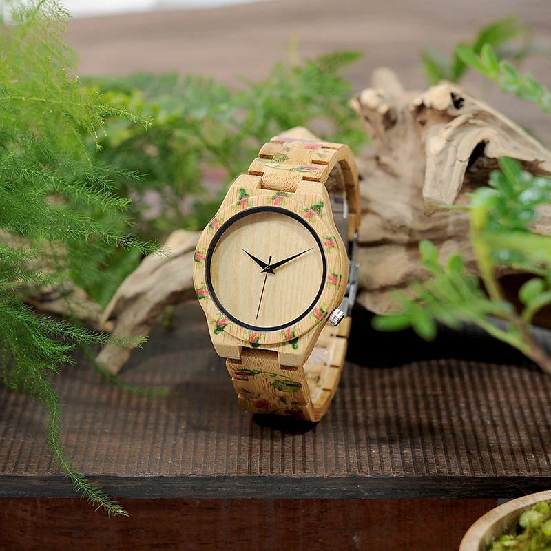 BOBO BIRD WD21 Wooden Watches with Flower Printed Bamboo Band for Men Women in Wood Box OEM BOBO BIRD WD21 Wooden Watches with Flower Printed Bamboo Band for Men Women in Wood Box OEM