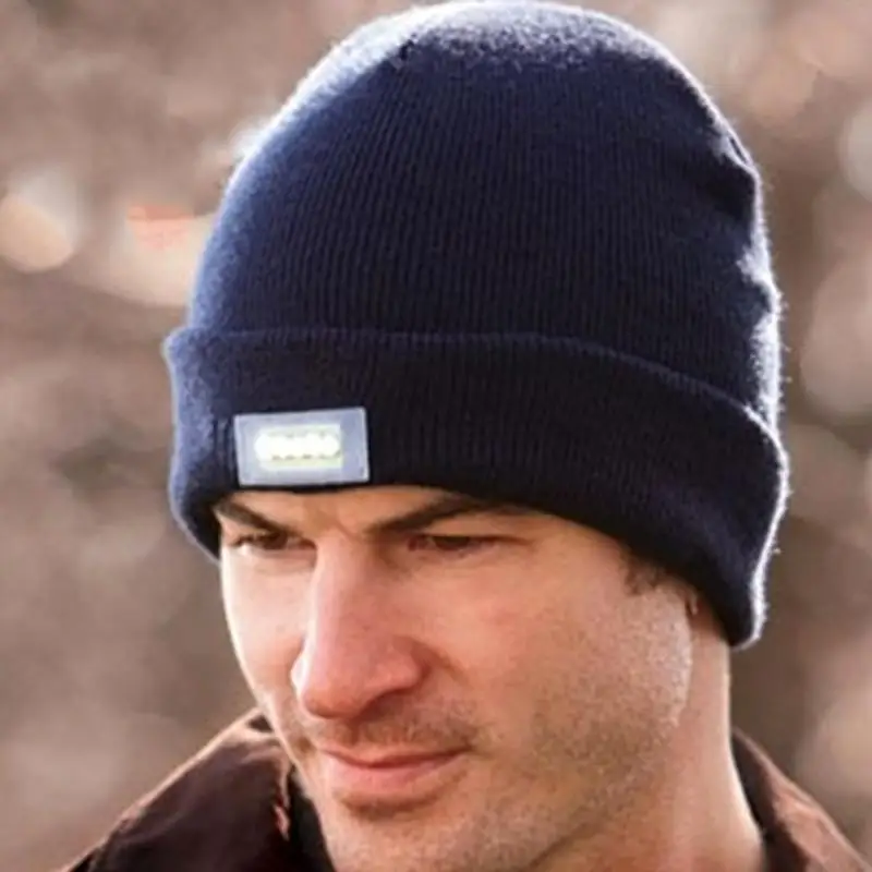 

5LED Light Lighting Cycling Caps Hat Acrylic Beanies Winter Warmer Cycling Caps for Outdoor Camping Hunting Knitting Cycling Hat