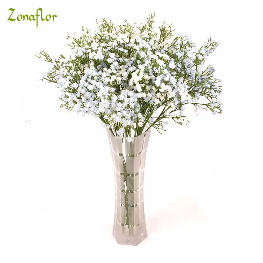 Zonaflor 9Pcs/lot Artificial PU Fake Flowers Real Touch Babybreath Artificial Flower High Quality Home Decorations For Wedding