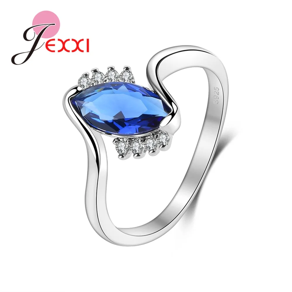 Twist Design Rings Jewelry Setting Clearly Blue Zircon Stones Memorial Gift For Femme 925 Sterling Silver Women Wedding | Украшения и