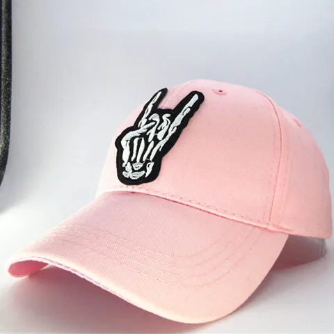 LDSLYJR skull gesture embroidery cotton Baseball Cap hip-hop cap Adjustable Snapback Hats for men and women 67 - Цвет: pink