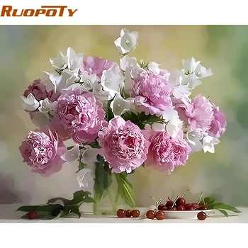 

RUOPOTY Frameless Romantic Flowers DIY Painting By Numbers Hand Painted Oil Painting Home 40*50cm Box Send Unique Gift Artworks