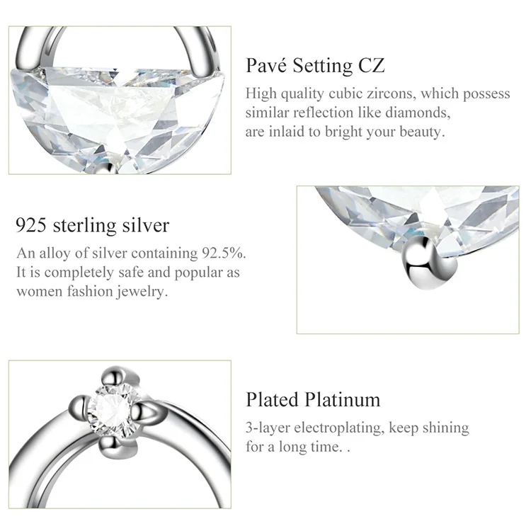 Bamoer дизайн воды серьги гвоздики для женщин прозрачный CZ 925 пробы серебряные серьги-гвоздики ювелирные изделия корейская мода ювелирные изделия BSE167
