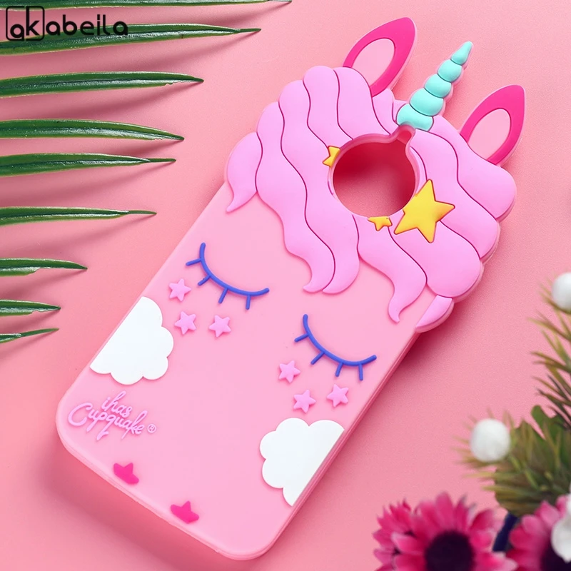 

Fintorp Silicone Case For Motorola Moto G5S Plus G5 E5 G6 Play Cases 3D Cartoon Cute Unicorn Covers For Moto E4 C Plus Bumper