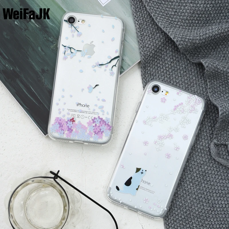 

WeiFaJK Cute Unicorn Rainbow Beautiful Flower Case for iPhone 5 5s 6 6s Plus Full Case For iPhone 7 8 Plus Phone Bag Funda Cover