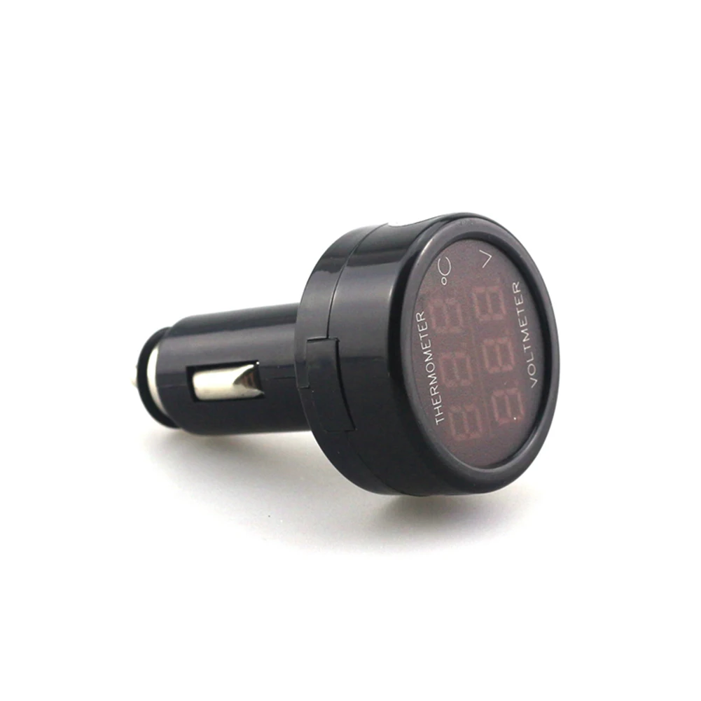 High Quality 2 in 1 Digital Car Kit Voltmeter Thermometer USB Charger Blue + Red Display For 12V / 24V Cigarette | Автомобили и
