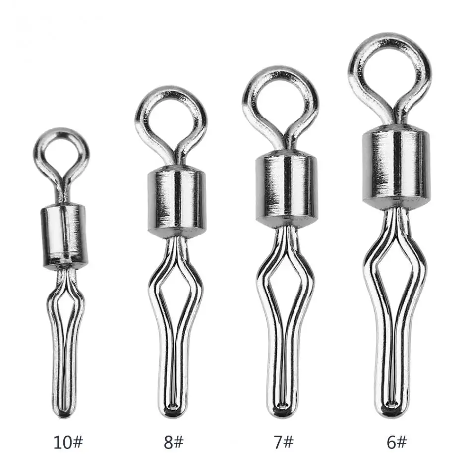 100pcs/lot Fishing Swivels Stainless Steel Rolling Swivel Hook Lure