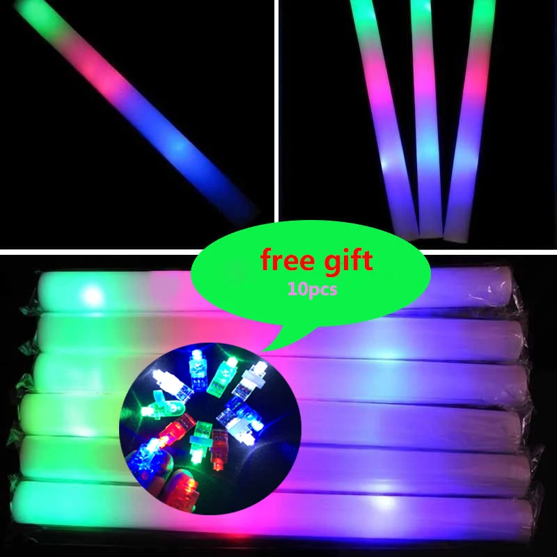 LED Glow Sticks 100pcs Lighting Foam Stick For Party Decoration Wedding Concert Wand Rally Cheer Multi Color Flash Toy | Дом и сад