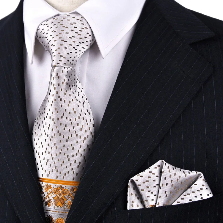 Разноцветный Коричневый Золотой желтый темно-синий розовый белый бежевый цветочный мужской галстук Галстук шелковый галстук набор носовой платок