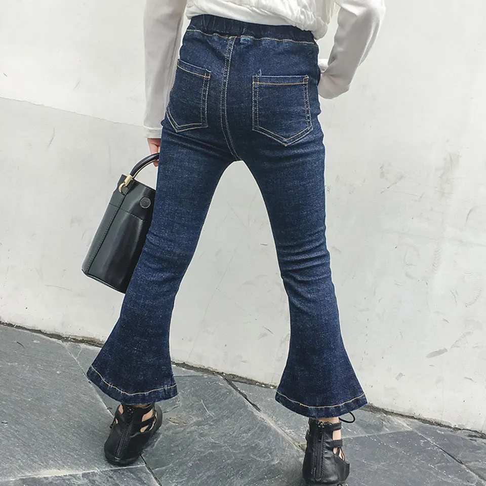 

New Fashion Children's Clothing Girls Jeans For Girls Bule Color Boot Cut Baby Girl Cowboy Trousers 3T-12 Old Children's Pants