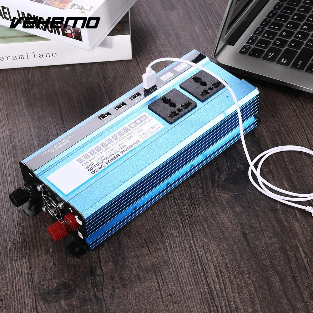 

VEHEMO LED Display 2000W Transformer Vehicle Solar Inverter Car Inverter Automobile Power Inverter Output Power Supply Adapter