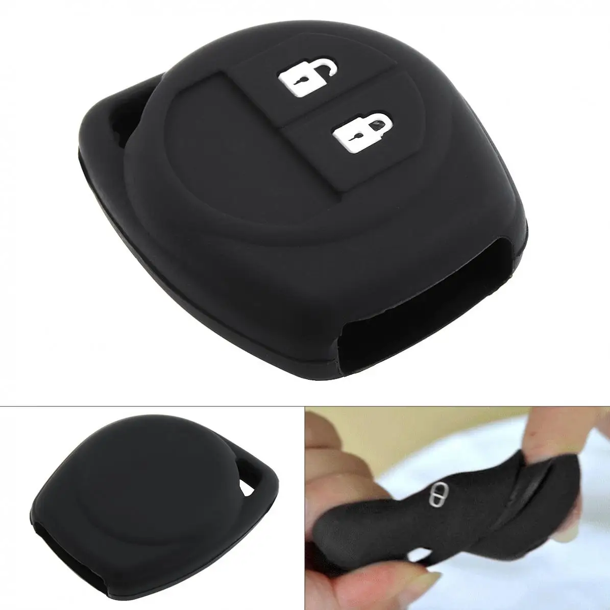 

2 Buttons Silicone Straight Plate Car Key Case Protector Holder for SUZUKI SWIFT SX4 Alto JIMNY VITARA IGNIS Splash 2007- 2013
