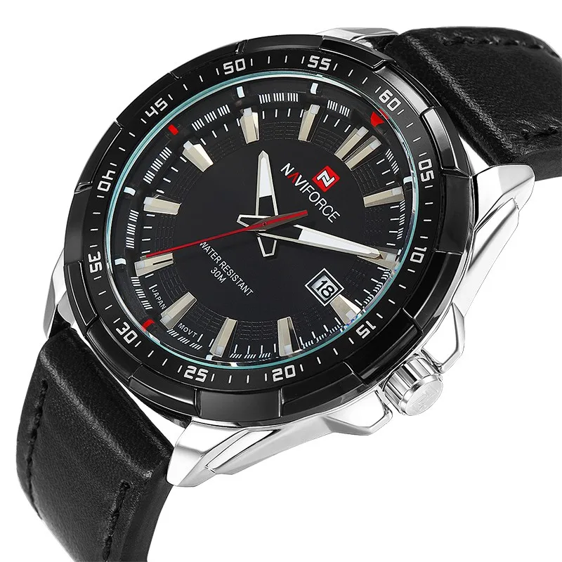 NAVIFORCE бренд для мужчин военные кварцевые часы Спорт Кожа водостойкие аналоговые часы s Дата повседневное часы Relogio Masculino