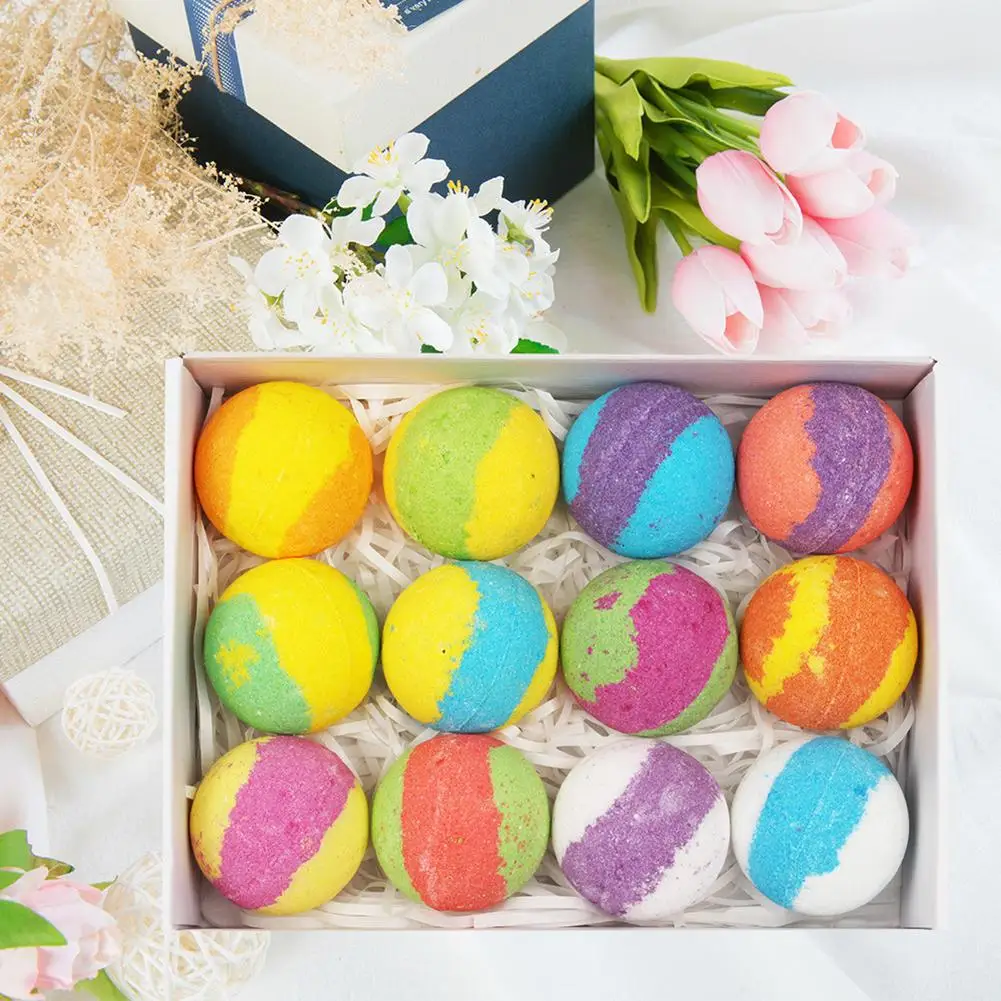 

12Pcs Ball Shape Bath Bubble Bombs Oil Control Exfoliating Natural Shower Spa Care Essential Oil Salt Ball Body