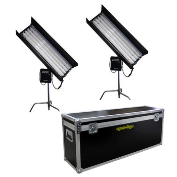 

2Kits 4ft 4bank Fluorescent Light +Ballast as kino+Tubes+Flycase+C-stand