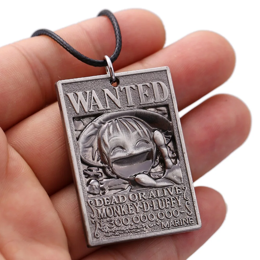 HSIC 10pcs/lot Anime One Piece Wanted Luffy Necklaces & Pendants Colar