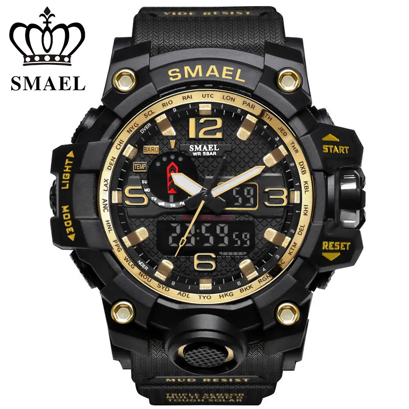 SMAEL Watch Men Water Resistance 50m Digital Military Multifunction Rubber Band Silicone Sports Watches Male Relogio