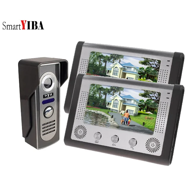 SmartYIBA 7 дюймов Проводная видеодомофон непромокаемые видео-телефон двери дверной звонок Кнопка вызова Камера 1000TVL Цвет для частных домов - Цвет: 801M12
