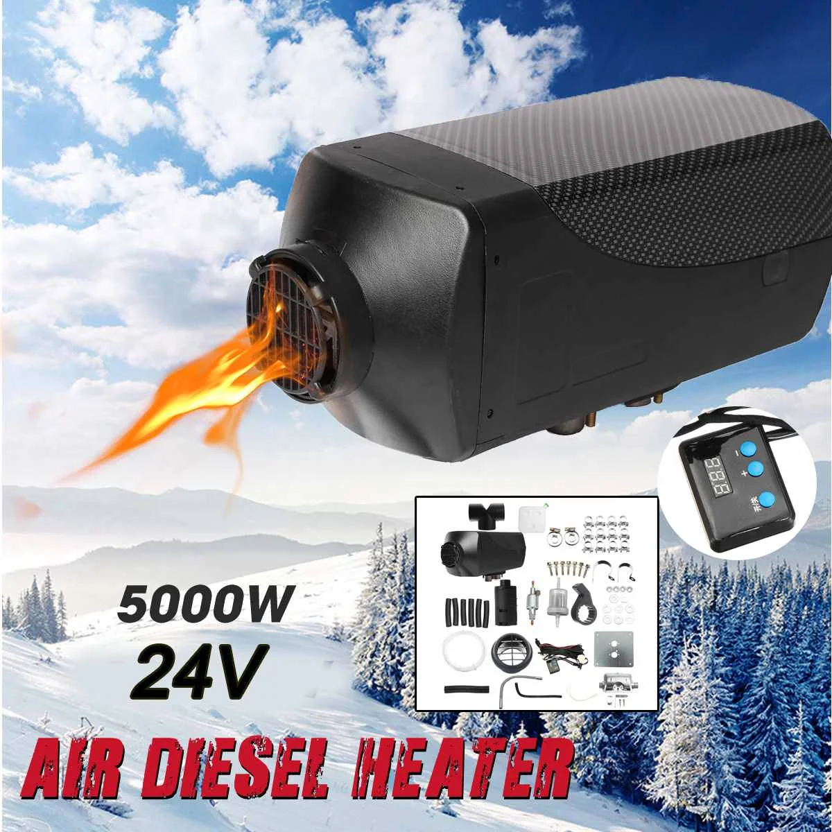 

24V 5KW Air for Diesel Fuel Tank LCD Display Monitor Alloy Heater Set 2018 AU Car Electrical Appliances Heating Fans