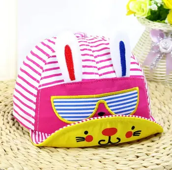 

1PC Cute Rabbit Striped Happy Bear Sea Anchor Baby Baseball Cap Adjustable Circumference 46-48cm
