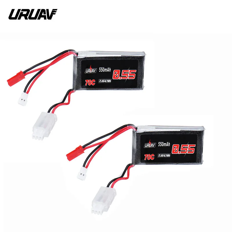 

URUAV 7.4V 550mAh 70C 2S Reachargeable Lipo Battery JST Plug for Eachine 90 100 Drone RC Quadcopter Spare Part Accs