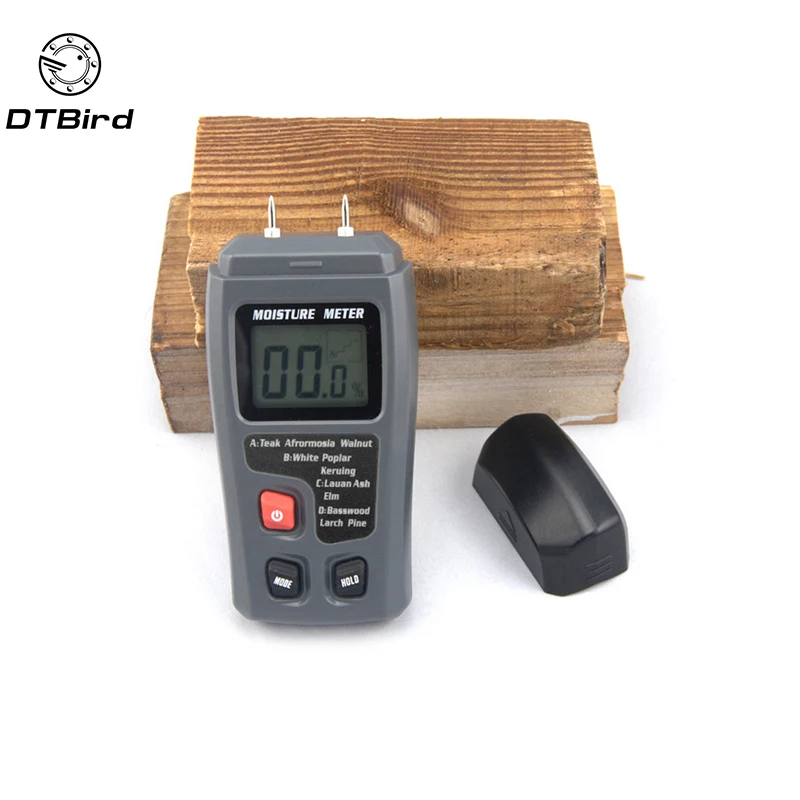 Kopen 0 99.9% Twee Pins Digital Hout Vochtmeter Hot Vochtigheid Tester 0.5 procent Nauwkeurigheid Hygrometer Timber Vochtige Detector