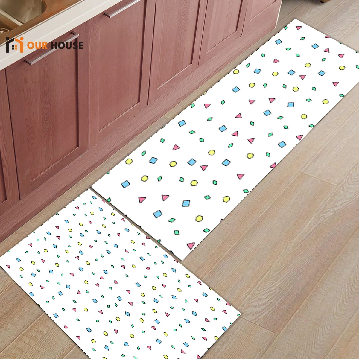 

Ourhouse Abstract Geometry Pattern Bathroom Accessories Set Dirt Debris Mud Trapper Boot Shoes Scraper Floor Carpets Area Runner