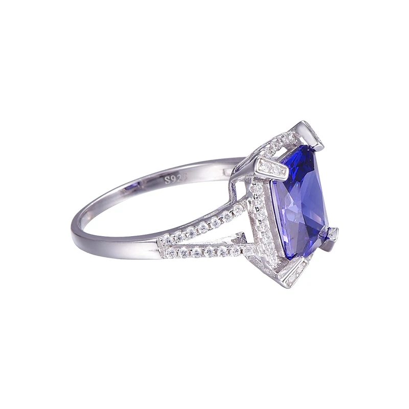 JQUEEN Luxury 5ct Blue Sapphire Ring Solid 925 Sterling Silver Jewelry Emerald Design Fabulous Charm Brand Hot Sale For Women
