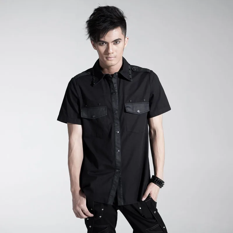 PUNK RAVE font b men b font punk personality design font b shirt b font with