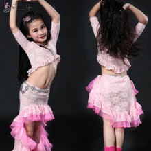 Детские костюмы для танца живота; Комплект для танцев; платье; танцевальные костюмы; одежда для детей; детский смокинг принцессы; юбка; 2 предмета; топ+ юбка