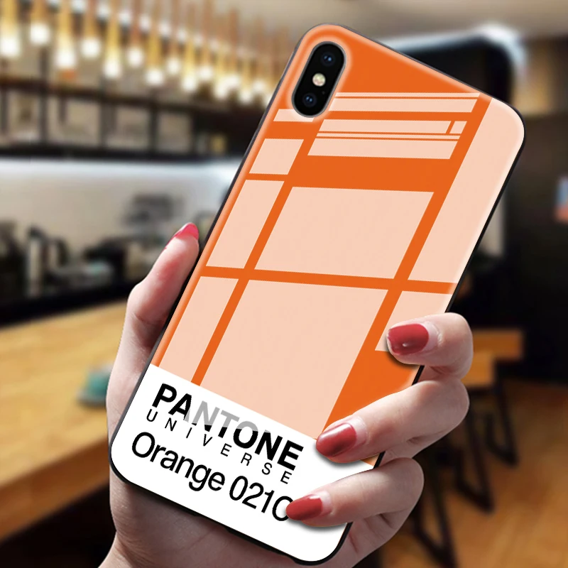 Pantone цветной чехол из закаленного стекла для телефона для iphone 5 6 7 8 6s 6s plus 7plus 8plus x xr xs xsmax - Цвет: 16