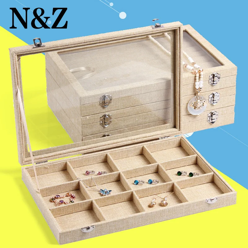 

2016 new arrival wrapped jute burlap jewelry box rings case watch box bracelet gift box earring necklace holder bangle organizer