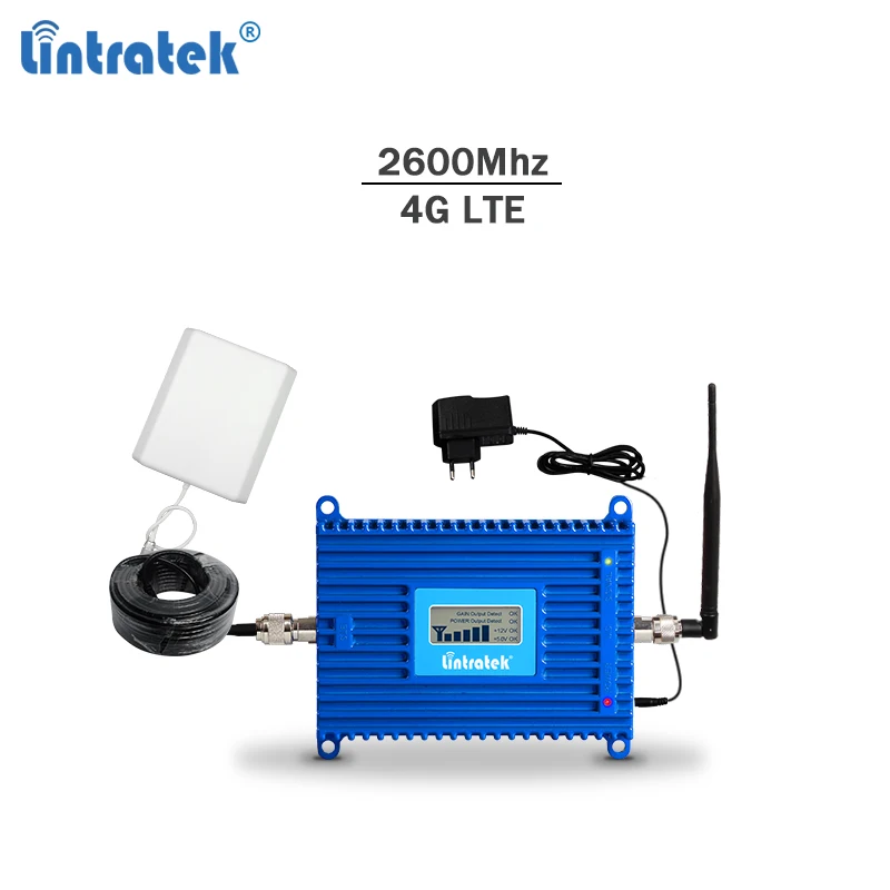 

Lintratek 4G signal repeater 2600Mhz LTE cellphone signal booster 4g 70dBi AGC mobile amplifier LCD display full kit #7.1