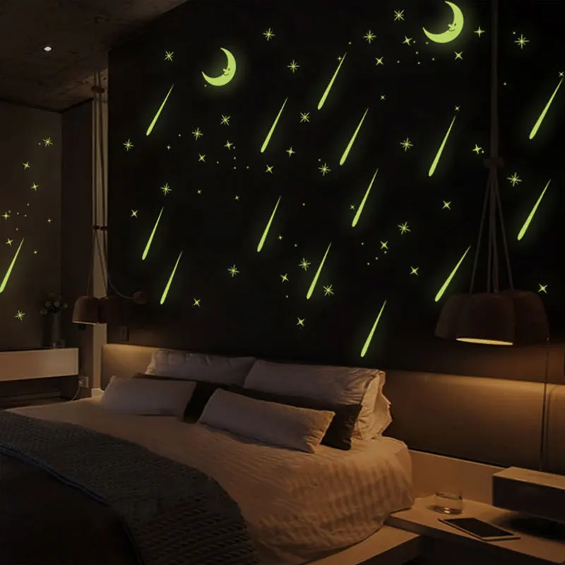 meteor shower wall stickers sky star moon wall decals luminous