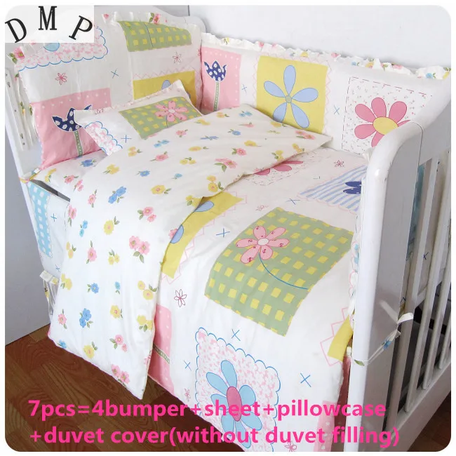 

Promotion! 6/7PCS Baby Bedding Set For Cot and Crib Reusable and Washable ,Duvet Cover,,120*60/120*70cm