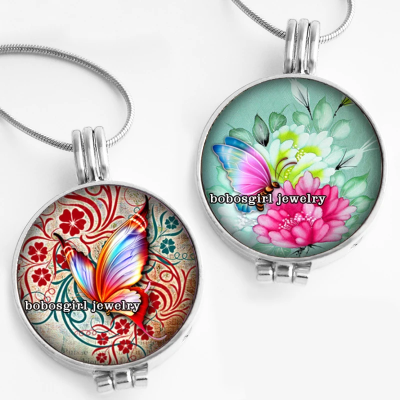 

butterfly Perfume Aroma Locket glass Pendant Necklace Fragrance Essential Oil Aromatherapy Diffuser PD102