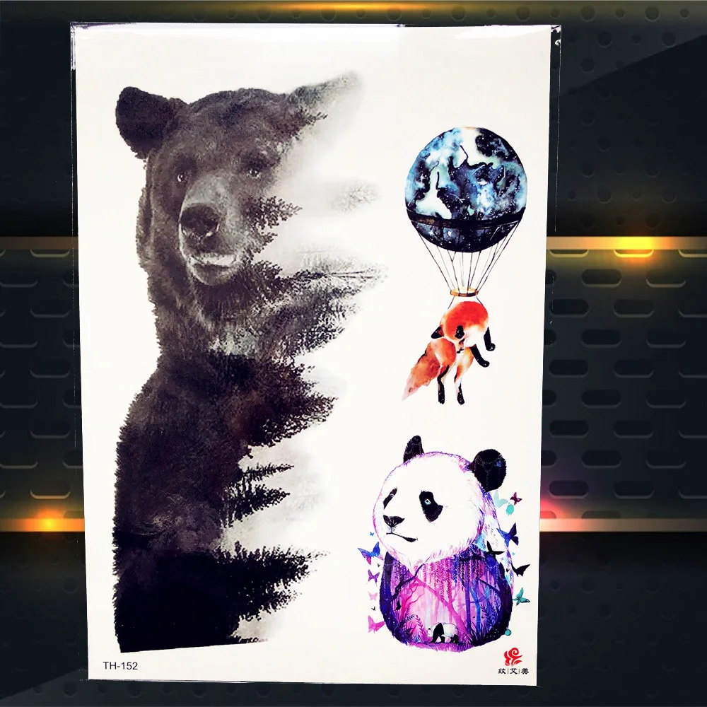 Водостойкая временная татуировка Cool Bear Beast King индийский воин Льва фальшивая