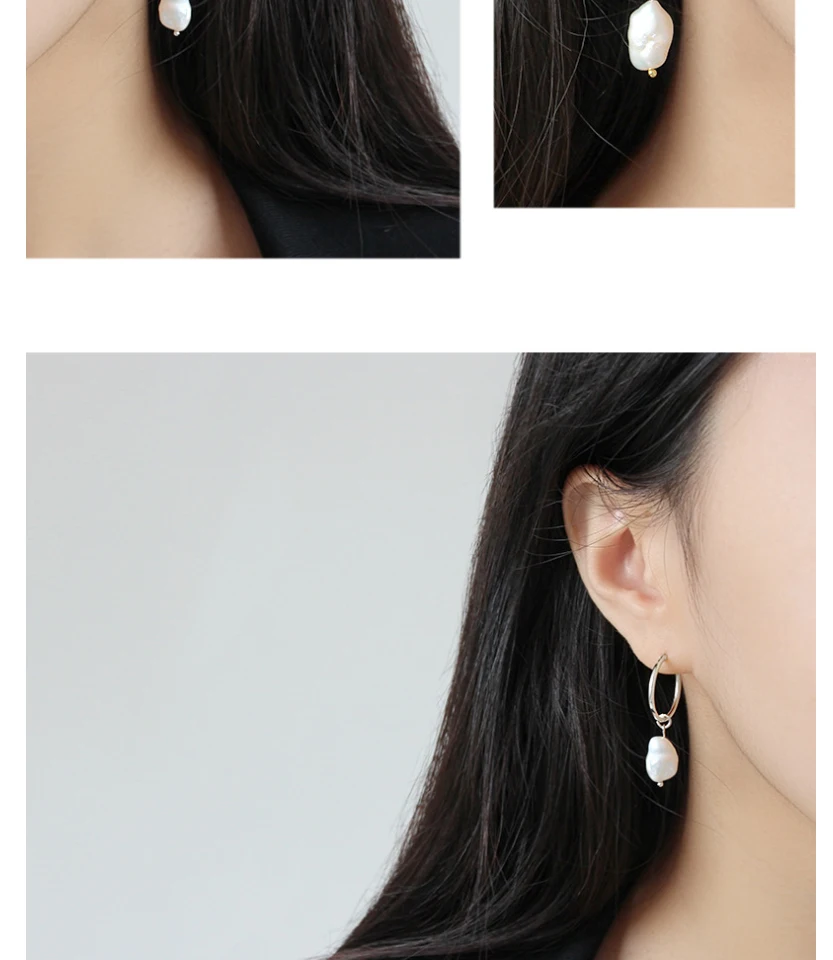 925 Sterling Silver Round Loop With Natural Waterdrop Baroque Pearl Drop Hoop Earrings For Women Fashion Party Jewelry Brincos (8)