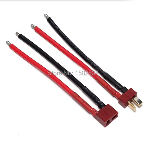 

1 Pair T plug male & T plug female Connector Silicone Wire 10CM 12AWG for RC Deans Style