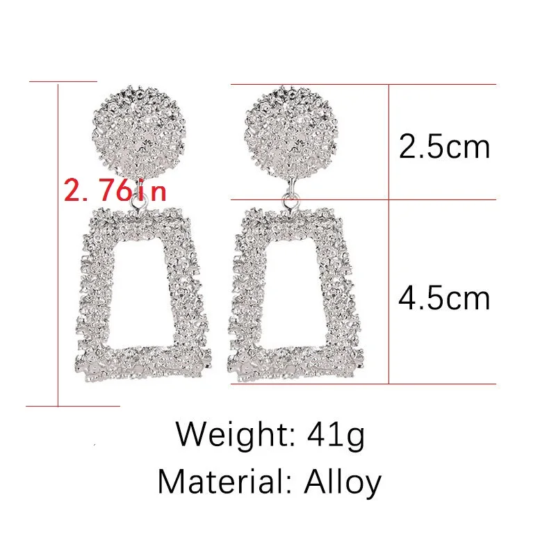 Big Vintage Earrings for women gold color Geometric statement earring 2018 metal Drop Earrings Hanging fashion jewelry trend11