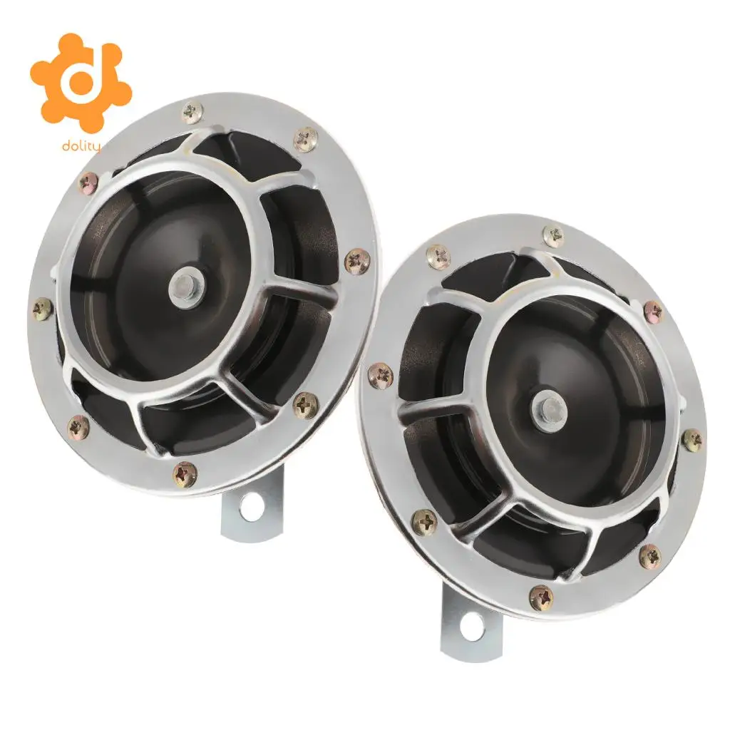 dolity 2 Pieces 12V Auto High Bass Basin Type Loudspeaker Signal Alarm  silver