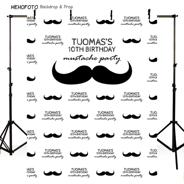 His Mustache Party Printed Photo Backdrop Step And Repeat Banner